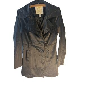Vtg Y2K‎ Wet Seal Women Black S Trench Coat Jacket Preppy Friends City Goth